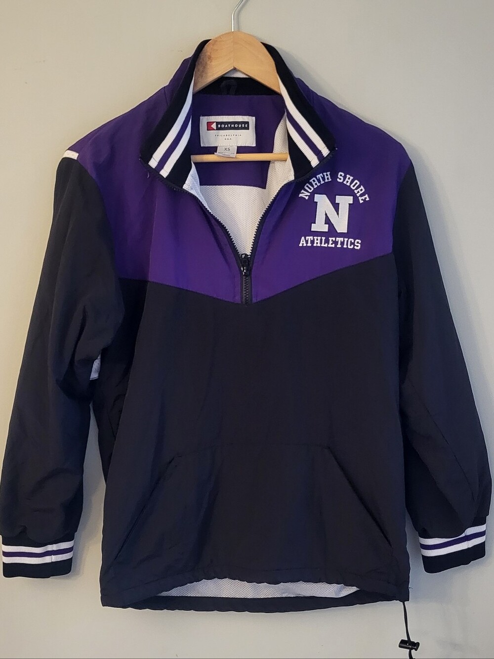 Boathouse North Shore Athletics USA Quarter Zip Anorak Windbreaker XS Purple